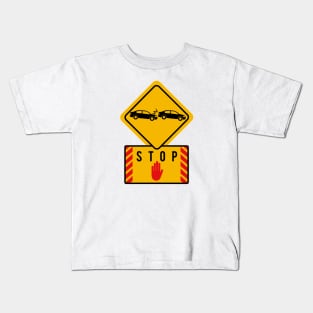 Stop Car Sticker Kids T-Shirt